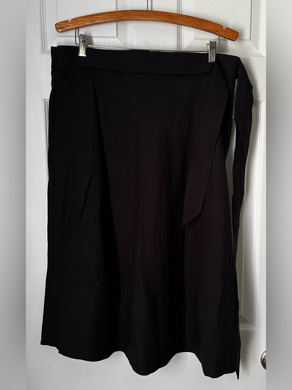 Ralph Lauren Linen Black Wrap-Belted Midi Lined Skirt new w/o tags